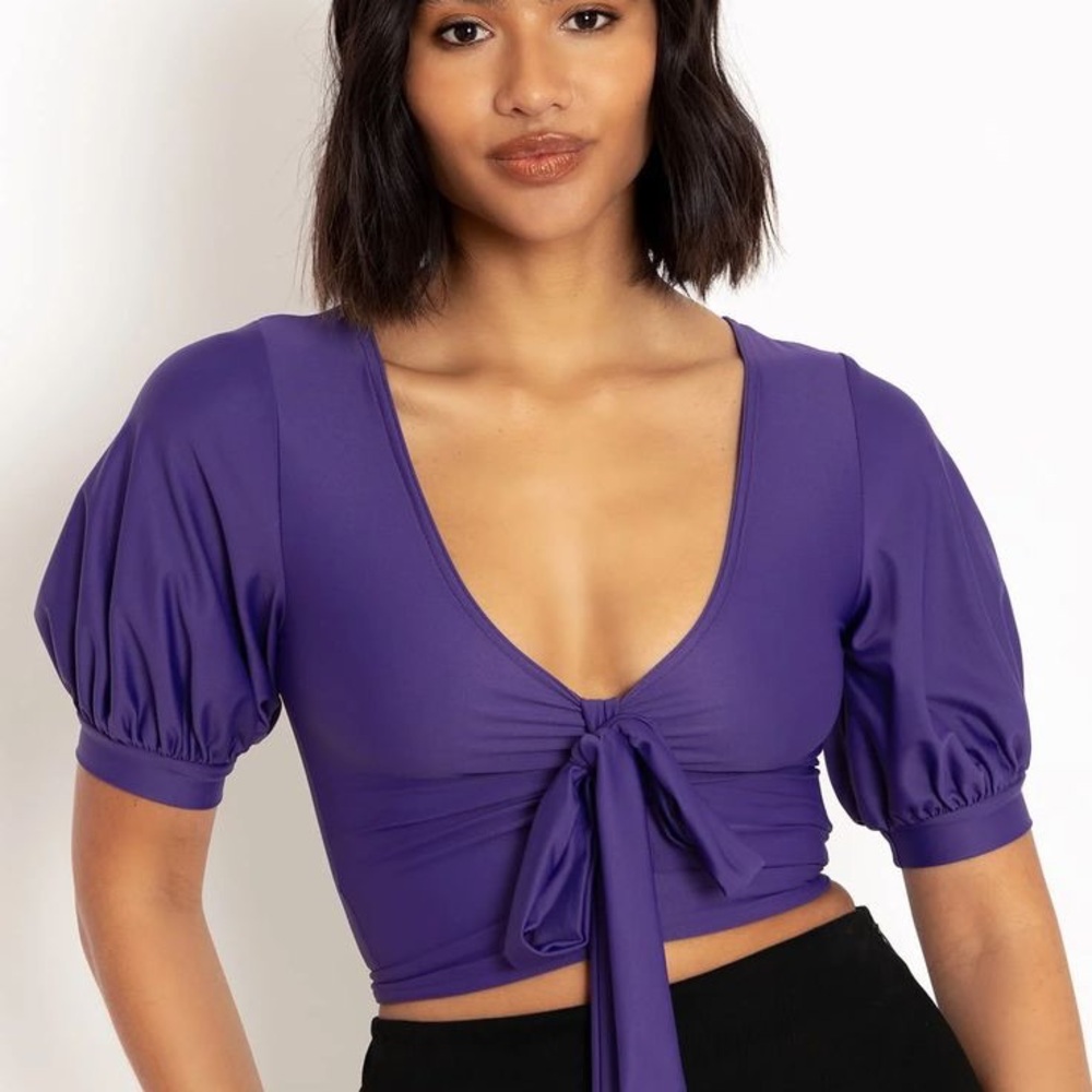 Blackmilk violet Puff Sleeve Rio Top size M